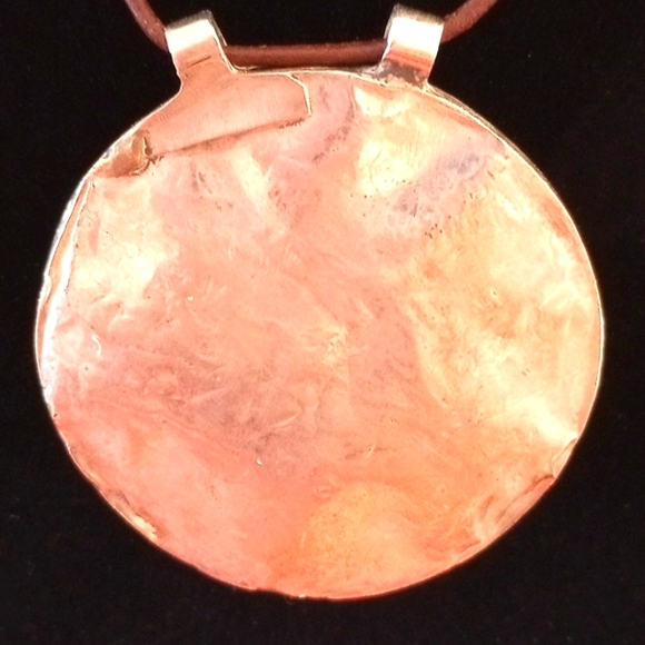 Sterling Silver Radial Malachite Stone Pendant w/ Inscription - Picture 3 of 3